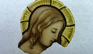 ステンドグラス絵付け完了ピース